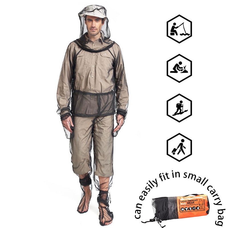 Outdoor Mountaineering Mosquito-Proof Clothes Summer Camping Fishing Mosquito-Proof Clothes Breathable Mesh Yoga Sports Mosquito-Proof Clothes Suit