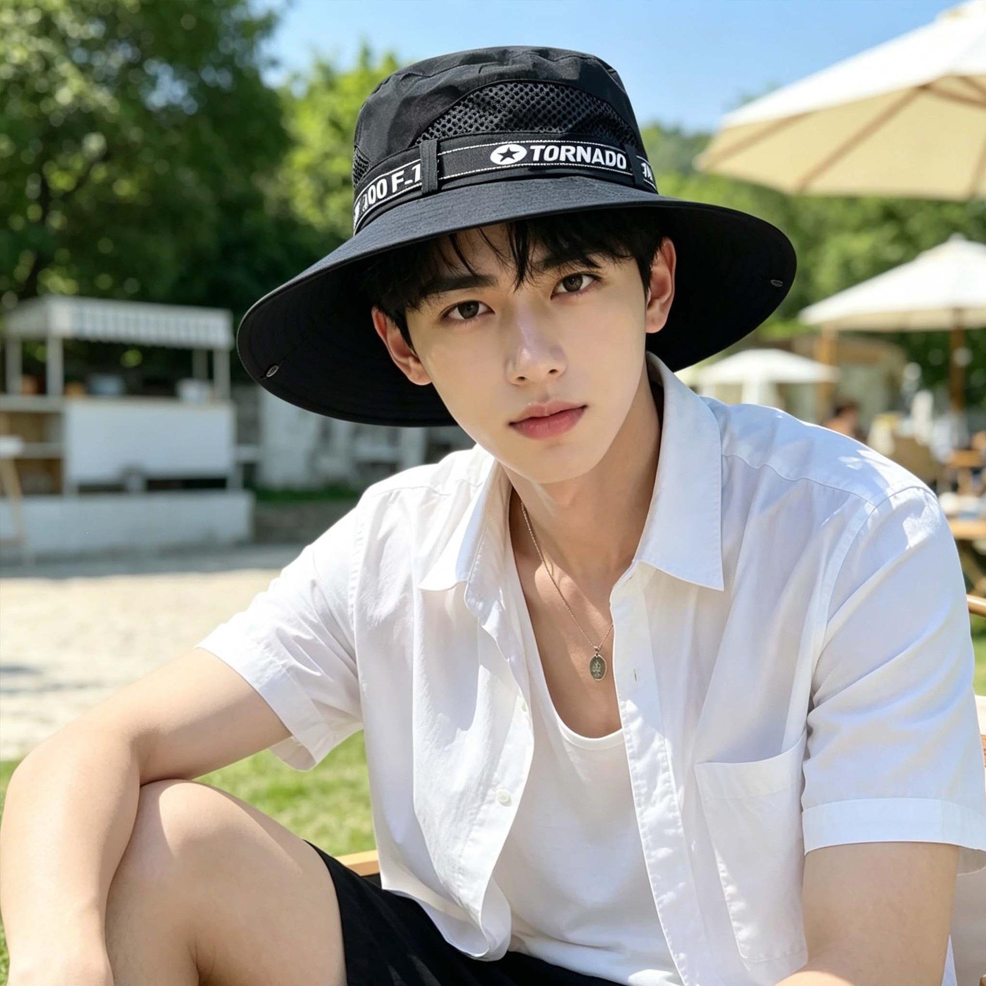 Hat Men's Sun Hat Outdoor Summer Sun Protection Travel Leisure Korean Fisherman Hat Men's Fishing Sun Hat Mountaineering