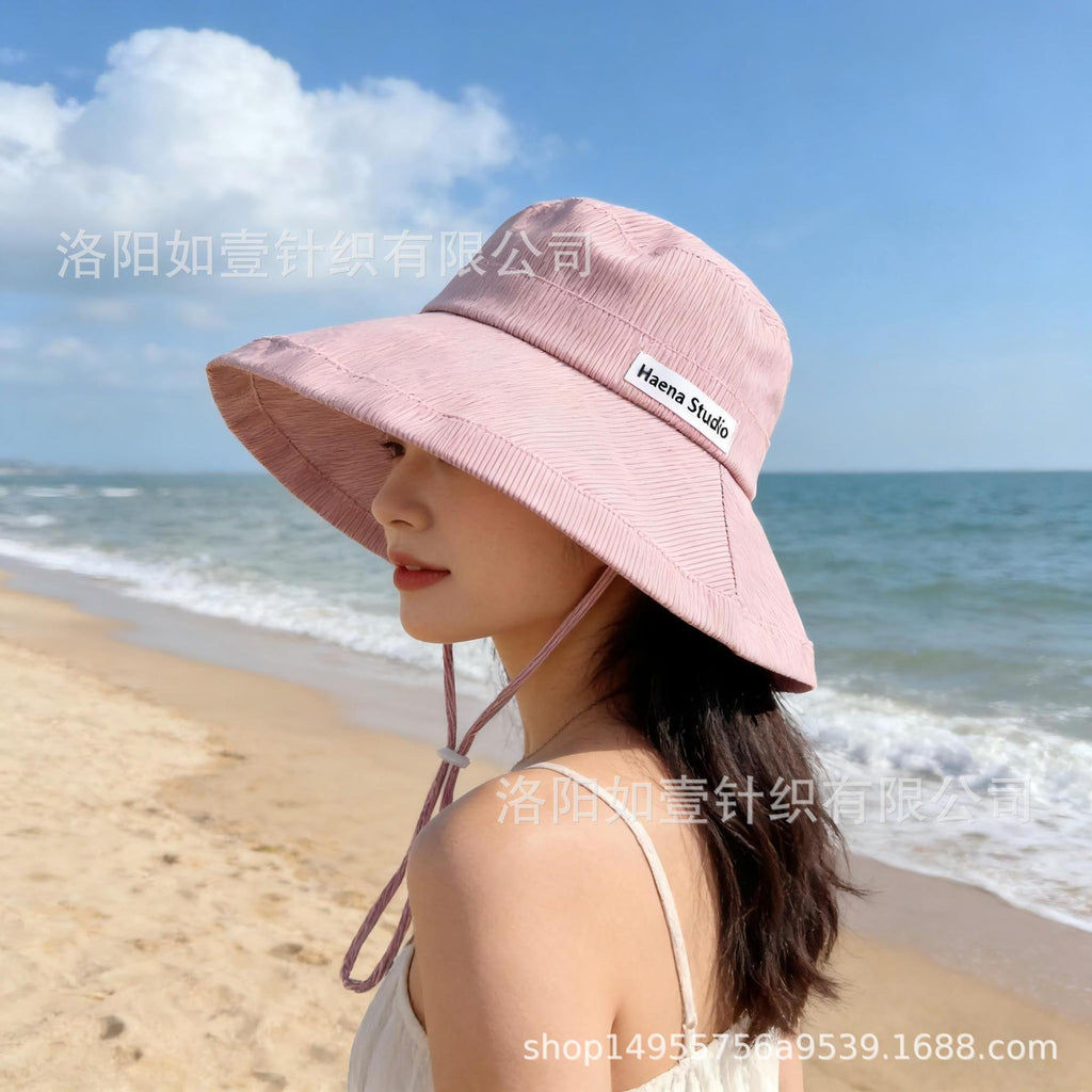 2026 New Japanese Style Fresh Striped Fisherman Hat Women's Summer Versatile Sun Hat Big Head Face-Looking Small Basin Hat