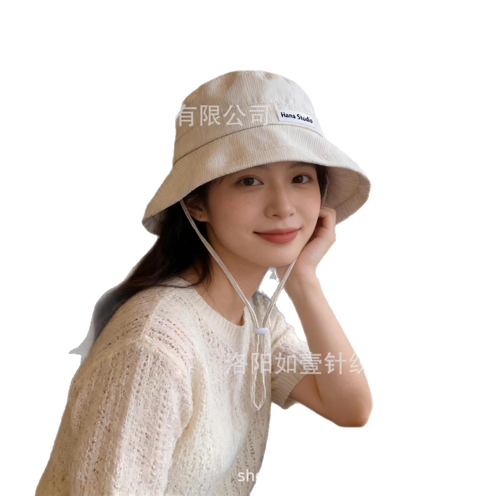 2026 New Japanese Style Fresh Striped Fisherman Hat Women's Summer Versatile Sun Hat Big Head Face-Looking Small Basin Hat