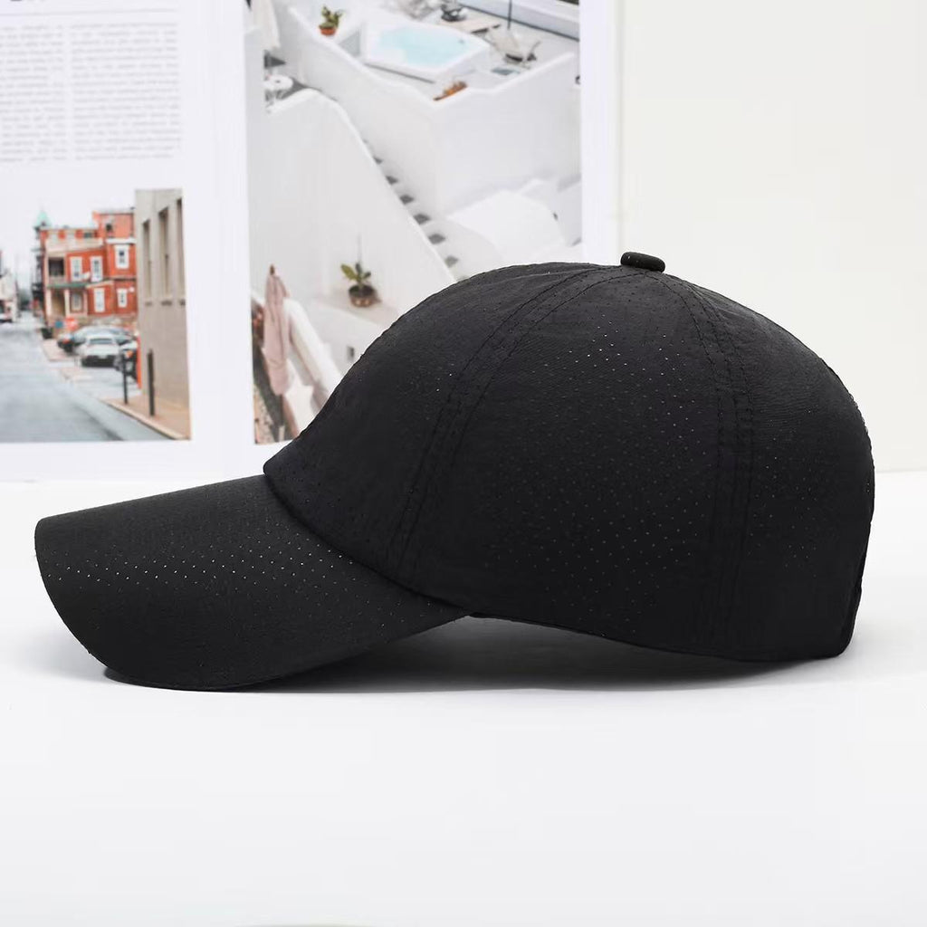 Baseball Cap Quick-Drying Punching Light Board Peaked Cap Men's and Women's White Match plus Picture All-Match plus Word Logo Movable Sun Hat