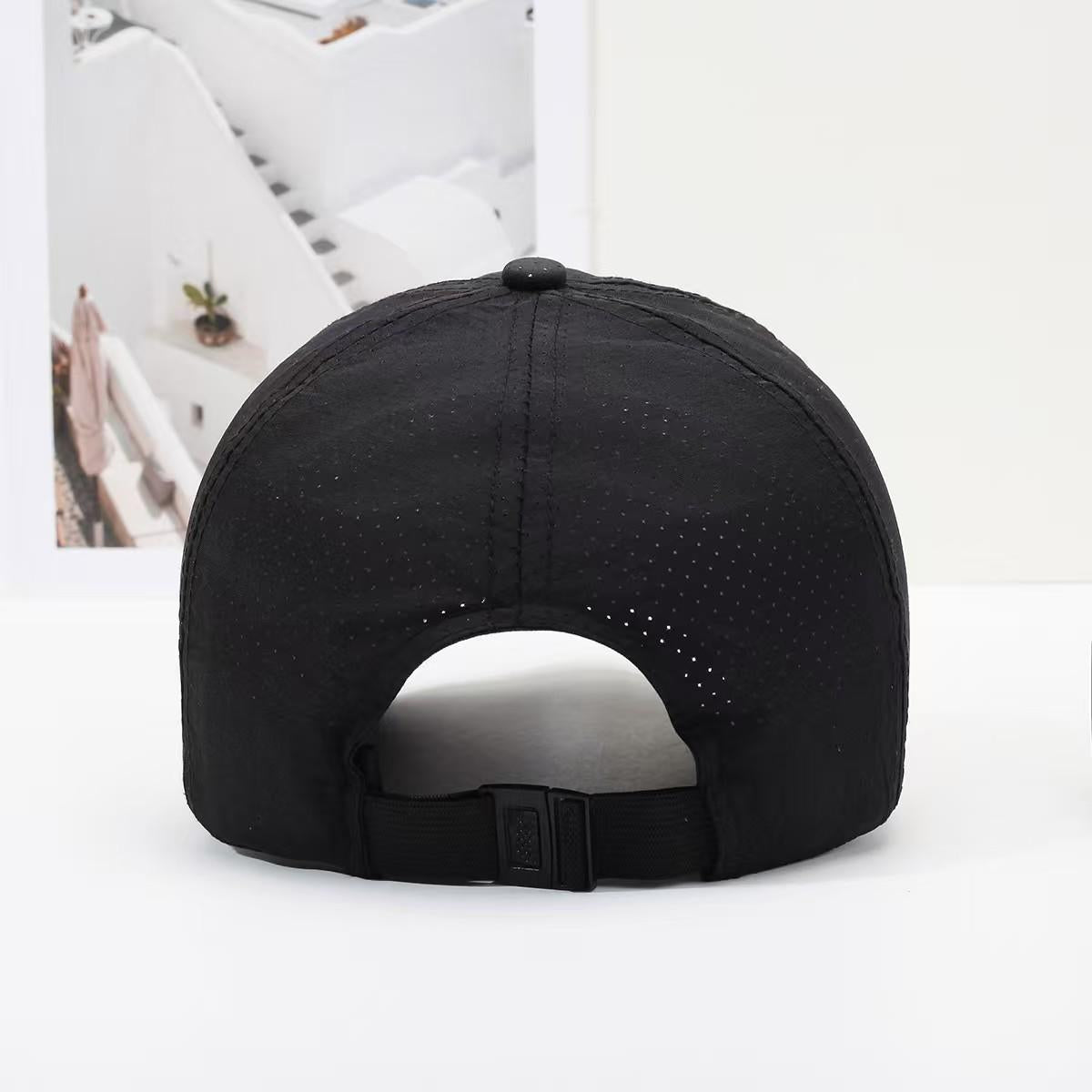 Baseball Cap Quick-Drying Punching Light Board Peaked Cap Men's and Women's White Match plus Picture All-Match plus Word Logo Movable Sun Hat
