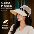 Hollow-out Breathable Fisherman Hat Women's Summer Korean-Style Outdoor Big Brim Sun Protection Hat Can Tie Ponytail Peaked Cap