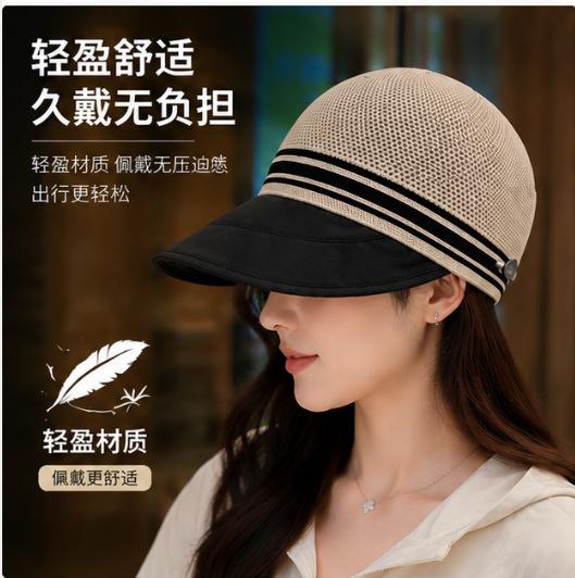 Hollow-out Breathable Fisherman Hat Women's Summer Korean-Style Outdoor Big Brim Sun Protection Hat Can Tie Ponytail Peaked Cap