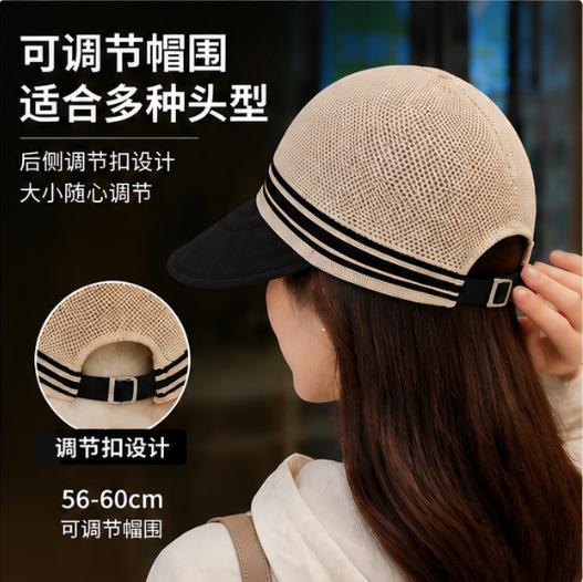 Hollow-out Breathable Fisherman Hat Women's Summer Korean-Style Outdoor Big Brim Sun Protection Hat Can Tie Ponytail Peaked Cap