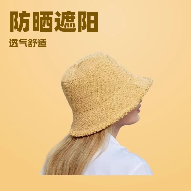 Hat Women's Summer Thin Knitted Sun-Proof Fisherman Hat Sun Hat Women's Sun-Proof Fashionable Beach Hat