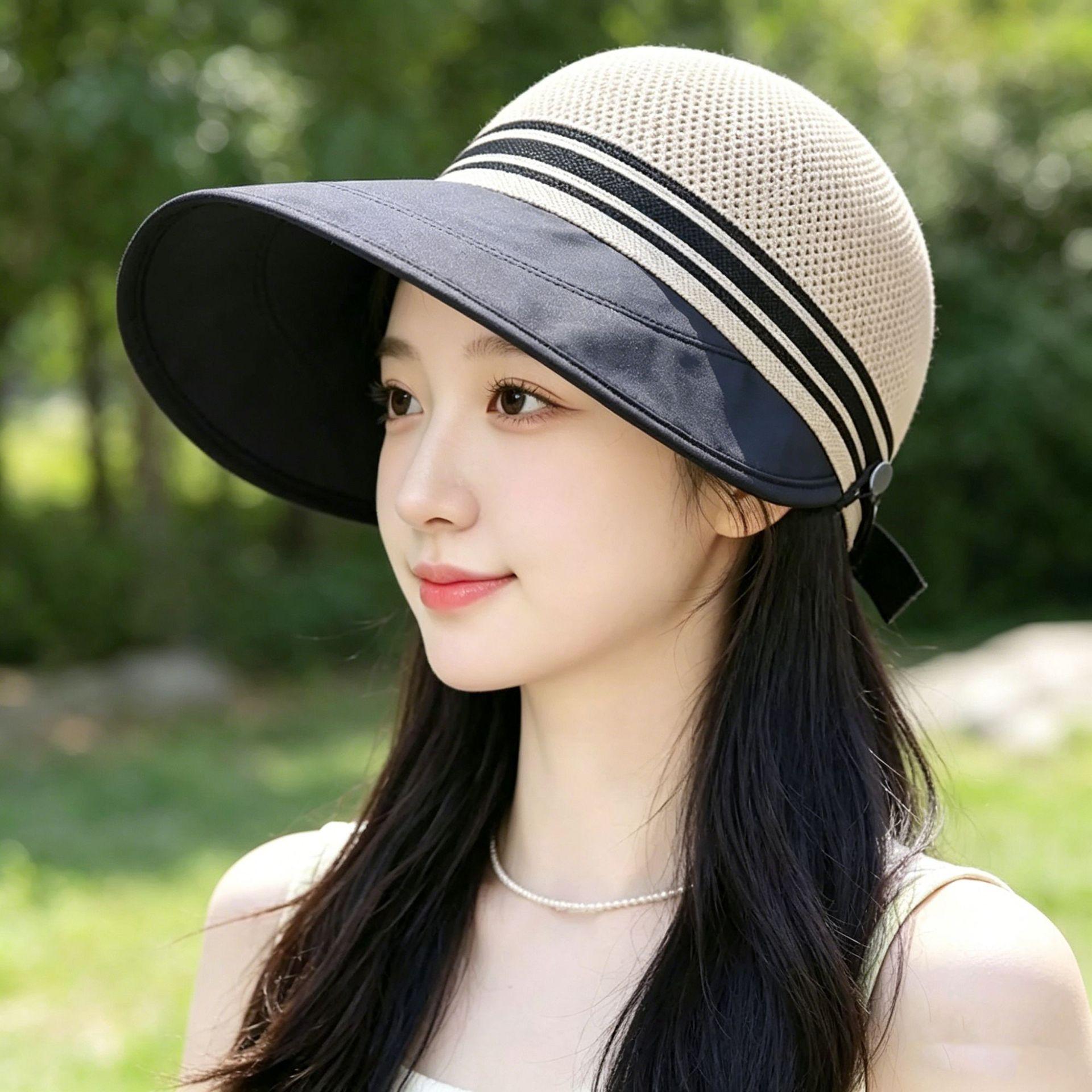 New Women's Hat Summer Sun Protection Big Brim Empty Top Beach Cover Face Fisherman Hat UV Sun Hat Sun Hat