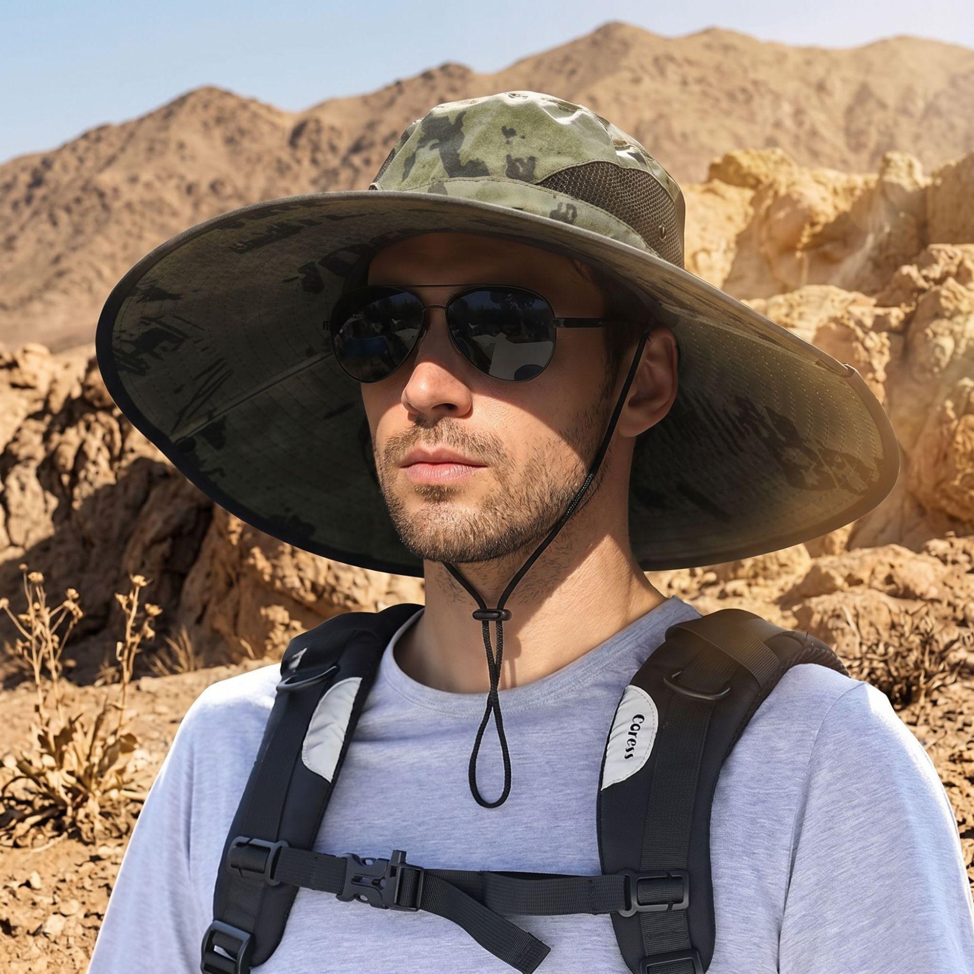 Summer New 15cm Big Brim Hat Men's Outdoor Sun Protection Hat Sun Hat Fishing Hat Mountaineering Fisherman