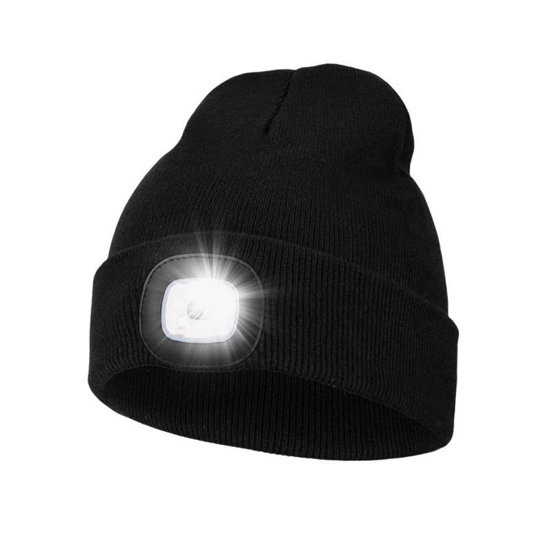 Knitted Hat with Light LED Lighting Warm Wool Hat Outdoor Riding Night Running Night Fishing Men's and Women's Autumn and Winter Fashion Hat