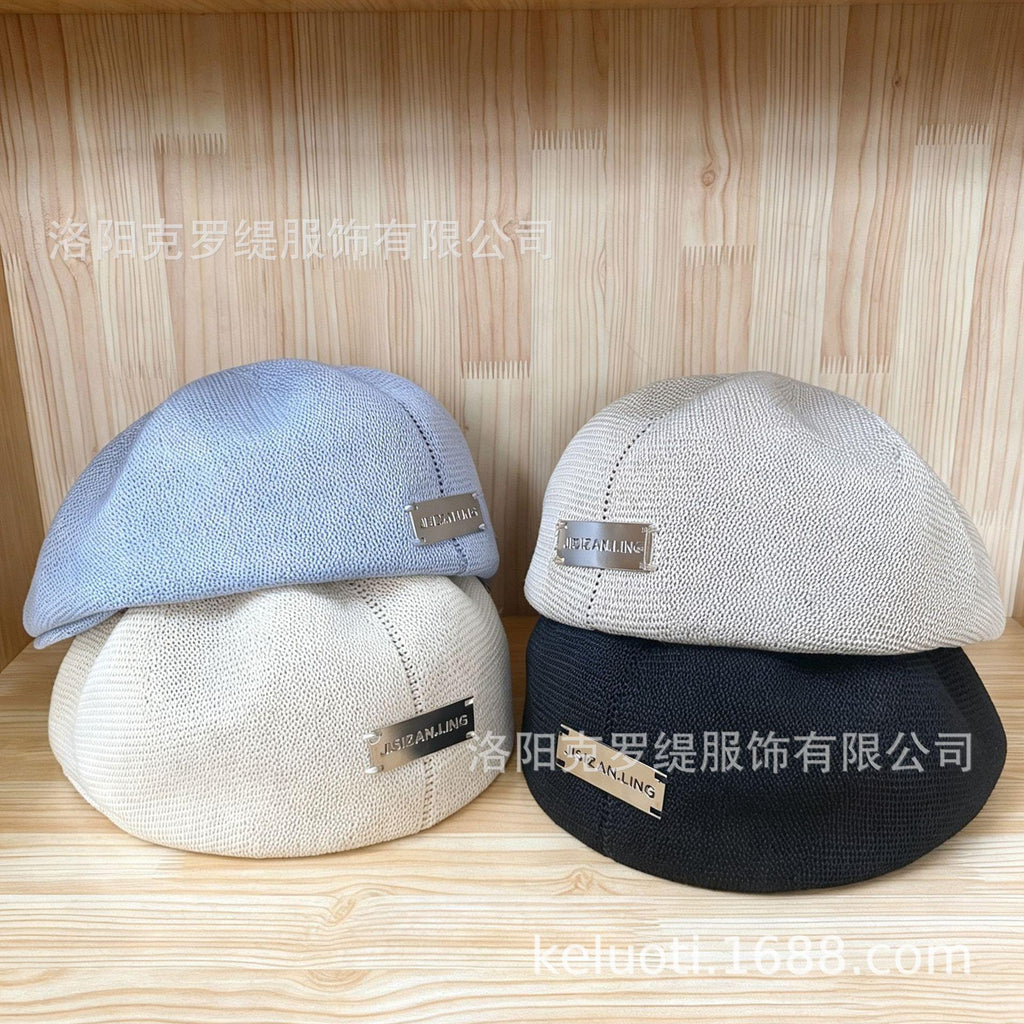 New Breathable Forward Hat Women's Spring and Summer Face-Looking Small Anti-Wear Beret Big Head Circumference Metal Standard Peaked Cap Fashion Wholesale