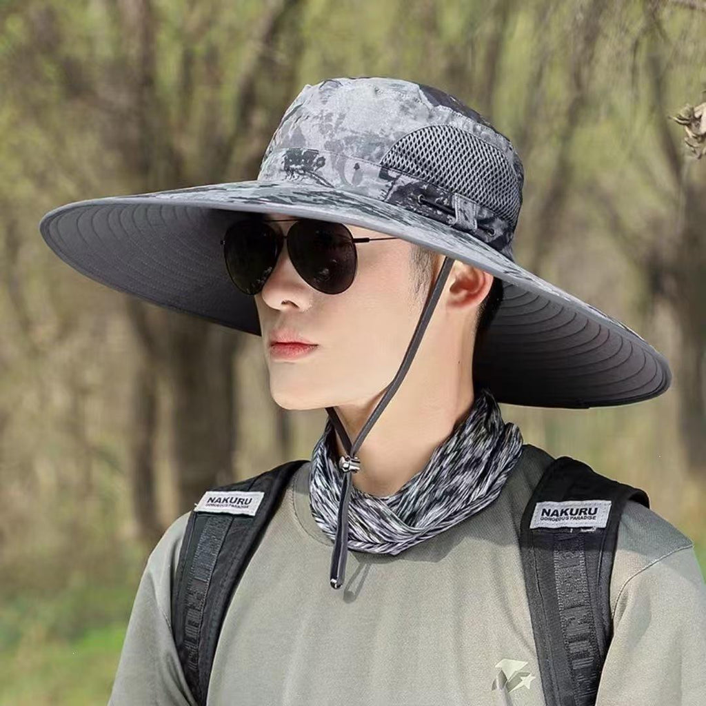Sun Hat Summer Men's Outdoor Travel Sun Hat 15cm Big Brim Sun Hat Fishing Hat Mountaineering Fisherman Hat