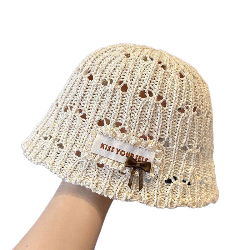 Hollow-out Knitted Fisherman Hat for Women Summer New Korean Style Face-Looking Small Breathable Sun Hat Ins Style Basin Hat