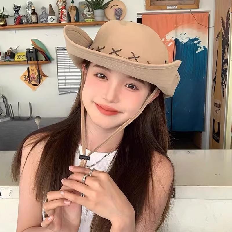 Travel Mountaineering Hat Female Summer Outdoor Sun Hat Sun Protection UV Protection Western Cowboy Hat Male Cross-Border Wholesale