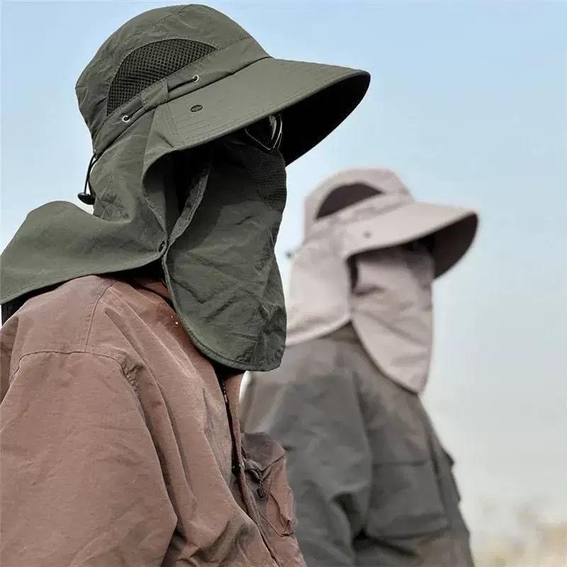 Outdoor Mountaineering Sun Protection Shawl Hat Men's Full Face Protective Breathable UV Protection Big Brim Sun Protection Fishing Hat
