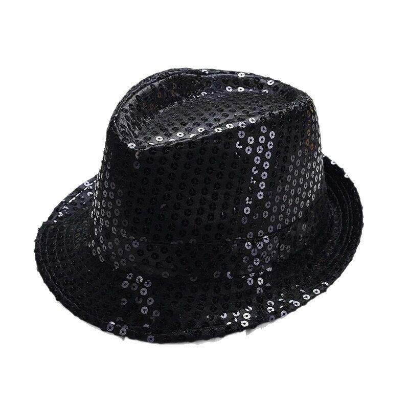 Sequin Hat Children's Jazz Hat Performance Stage Dance Children's Day Hat Adult Black Sequin Hat