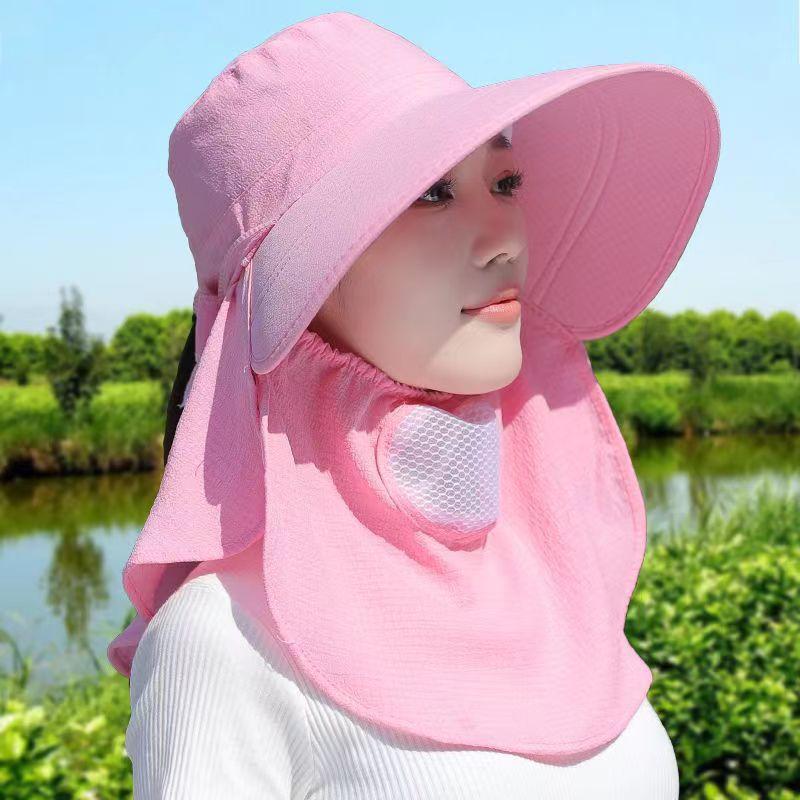 Big Brim Sun Protection Tea Picking Hat Female Summer UV Protection Outdoor Sun Protection Neck Protection Shawl Fisherman Hat Can Tie Ponytail