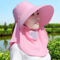 Big Brim Sun Protection Tea Picking Hat Female Summer UV Protection Outdoor Sun Protection Neck Protection Shawl Fisherman Hat Can Tie Ponytail