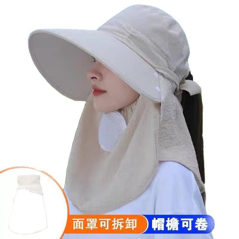 Big Brim Sun Protection Tea Picking Hat Female Summer UV Protection Outdoor Sun Protection Neck Protection Shawl Fisherman Hat Can Tie Ponytail
