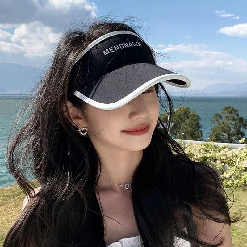 Women's Sun Hat New Summer UV Protection Top Ice Silk Sun Hat Outdoor Sports Peaked Hollow Top Sun Hat