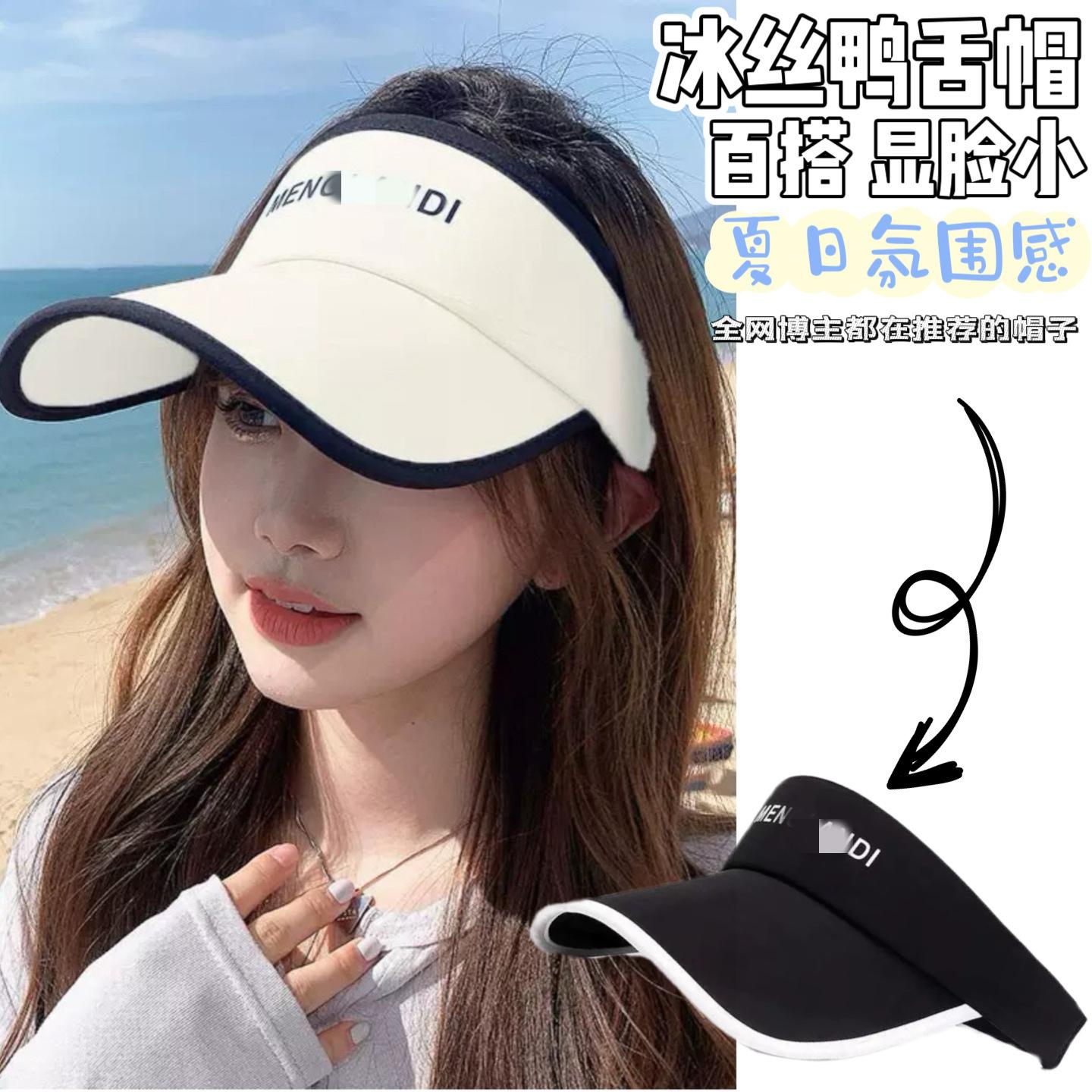 Women's Sun Hat New Summer UV Protection Top Ice Silk Sun Hat Outdoor Sports Peaked Hollow Top Sun Hat