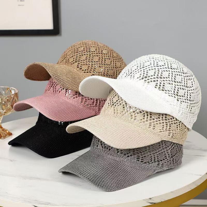 Summer Mother's Hat Sun Hat New Knitted Peaked Cap Women's Hollow Mesh Lightweight Breathable Baseball Cap Outdoor