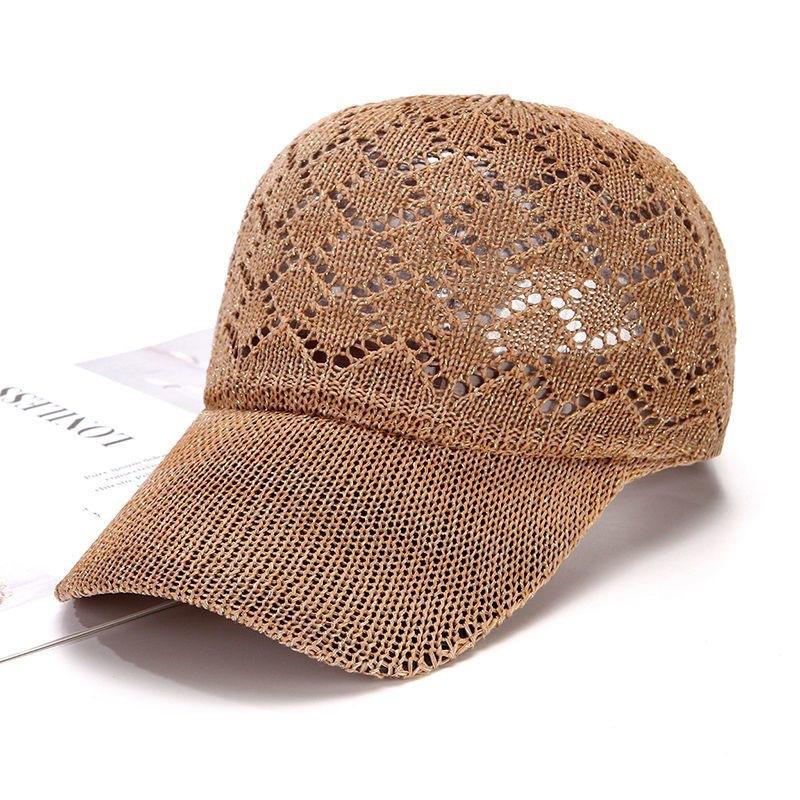 Summer Mother's Hat Sun Hat New Knitted Peaked Cap Women's Hollow Mesh Lightweight Breathable Baseball Cap Outdoor
