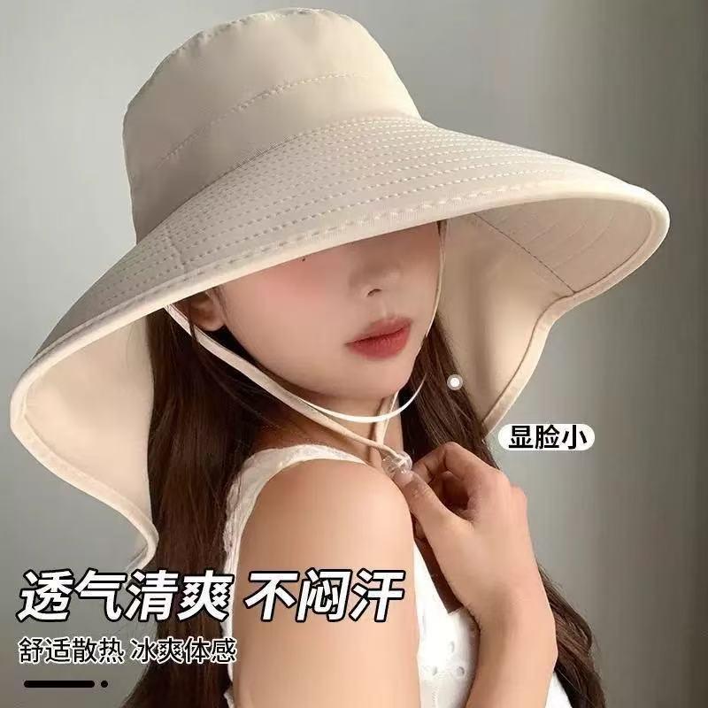 2025 Cross-Border New Summer Shawl Sun Hat Big Brim Uv Protection Outdoor Sun Hat Sun Hat for Women