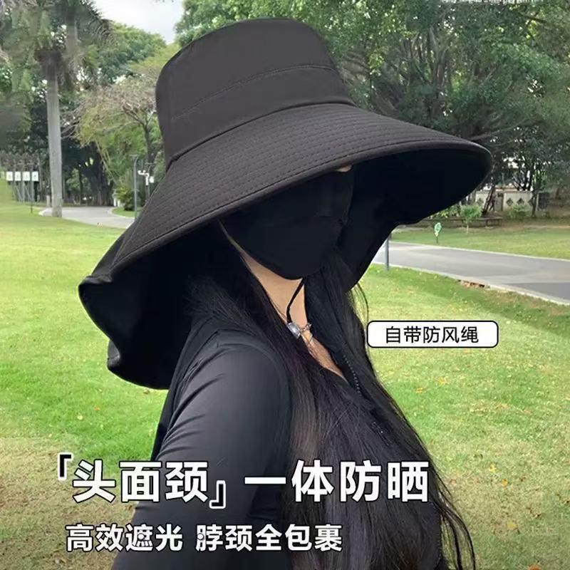 2025 Cross-Border New Summer Shawl Sun Hat Big Brim Uv Protection Outdoor Sun Hat Sun Hat for Women