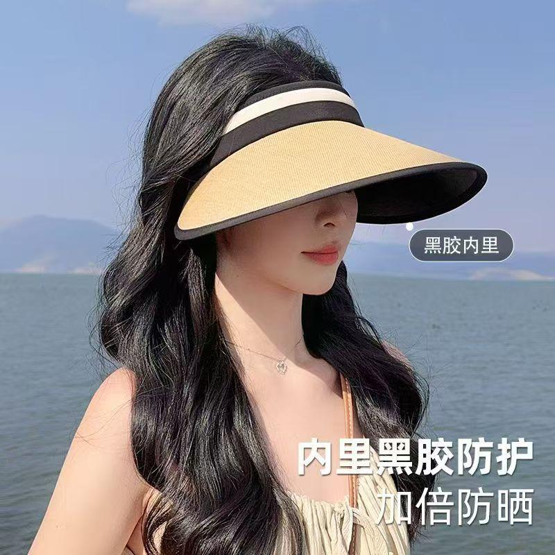 Summer Women's Empty Top Sun Hat Fashionable UV-Proof Big Brim Foldable Straw Sun-Proof Straw Hat