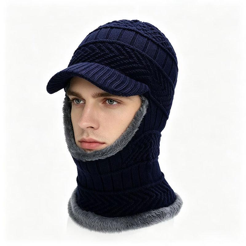 Spot Knitted Hat Autumn and Winter Men's Outdoor Warm Face-Covering Woolen Hat Women's Cycling Scarf Integrated Fleece-Lined Pullover Hat