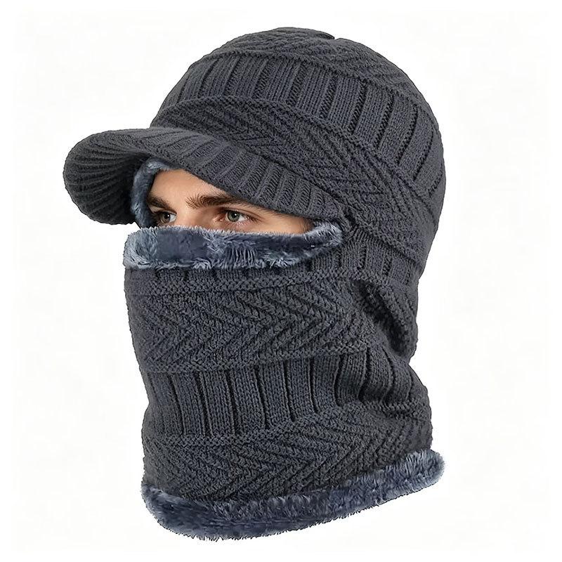 Spot Knitted Hat Autumn and Winter Men's Outdoor Warm Face-Covering Woolen Hat Women's Cycling Scarf Integrated Fleece-Lined Pullover Hat