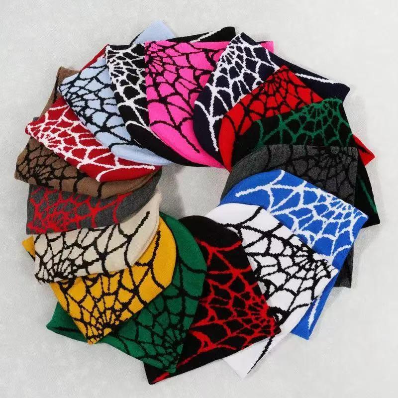 Hip Hop Jacquard European and American Spider Web Knitted Hat Street Halloween Personality Pullover Cold Hat Dark Wind Cross-Border Brimless
