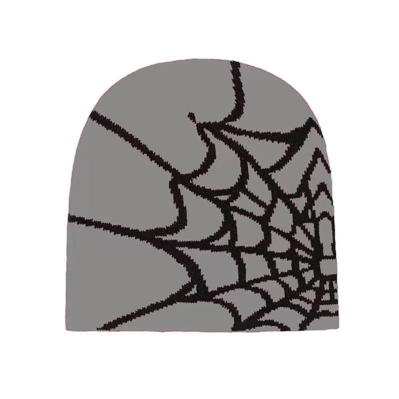 Hip Hop Jacquard European and American Spider Web Knitted Hat Street Halloween Personality Pullover Cold Hat Dark Wind Cross-Border Brimless