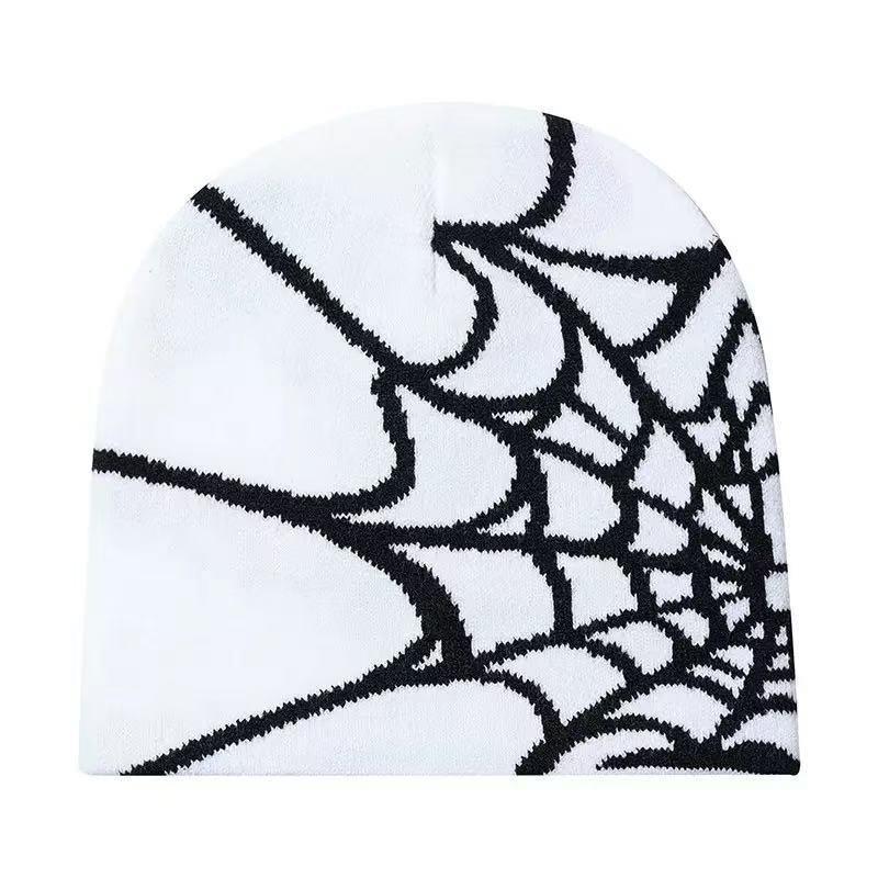 Hip Hop Jacquard European and American Spider Web Knitted Hat Street Halloween Personality Pullover Cold Hat Dark Wind Cross-Border Brimless