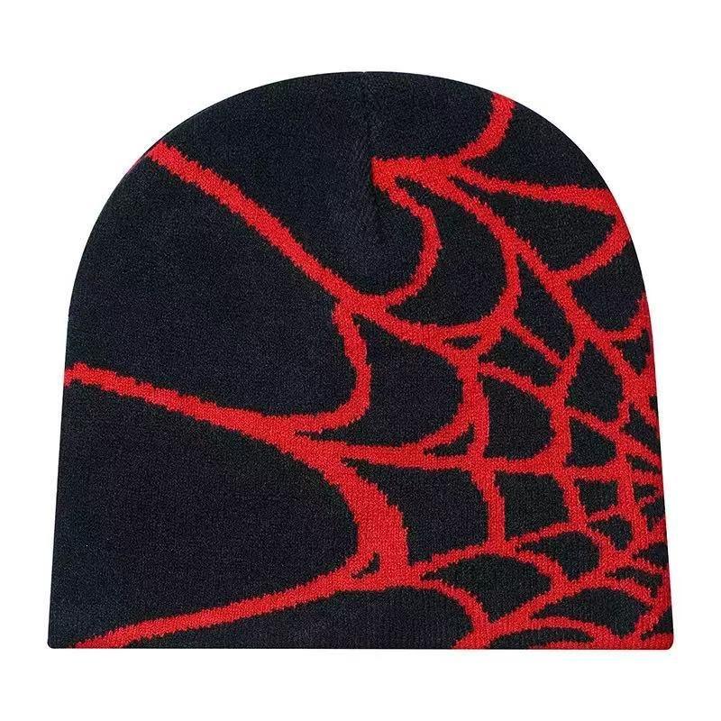 Hip Hop Jacquard European and American Spider Web Knitted Hat Street Halloween Personality Pullover Cold Hat Dark Wind Cross-Border Brimless