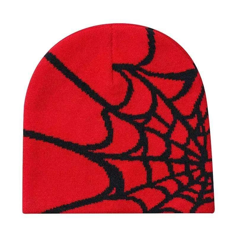 Hip Hop Jacquard European and American Spider Web Knitted Hat Street Halloween Personality Pullover Cold Hat Dark Wind Cross-Border Brimless