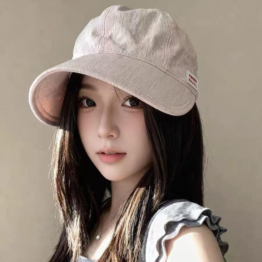 Simple Striped Fisherman Hat Spring and Summer Wide Brim Sun-Proof Face-Looking Small Daily All-Match Peaked Cap Outdoor Sun-Proof Hat