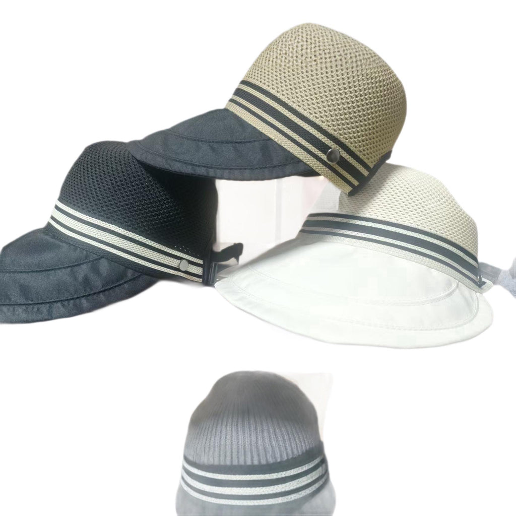 New Summer Sun Protection Sun Hat Women's Big Brim Empty Top Can Tie Ponytail Breathable Flying Woven Top Fisherman Hat Anti-Purple