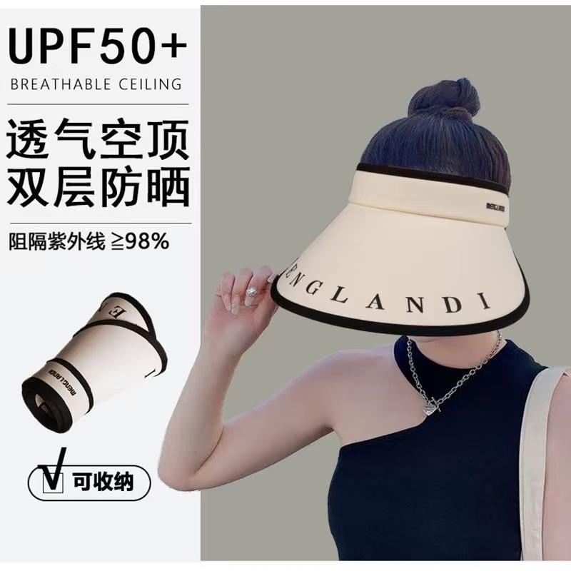 New Summer Ice Silk Empty Top Sun Hat Outdoor UV Protection Breathable Sun Protection Hat Women's Sun Protection Hat Show Face Small