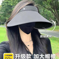 Sun Hat Women's Summer Velvet Black Glue UV-Proof Sun Hat Big Brim Cover Face Empty Top Sun Hat Show Face Small