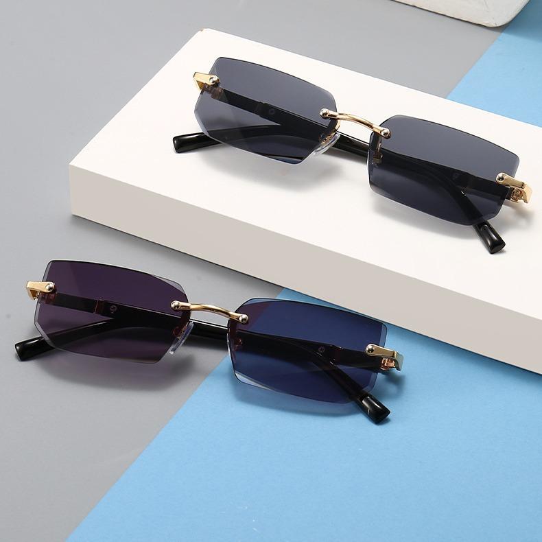 New Frameless Fashion Sunglasses European and American Cut-Edge Sunglasses Personalized Jelly Color Sunglasses Female Manufacturers Wholesale