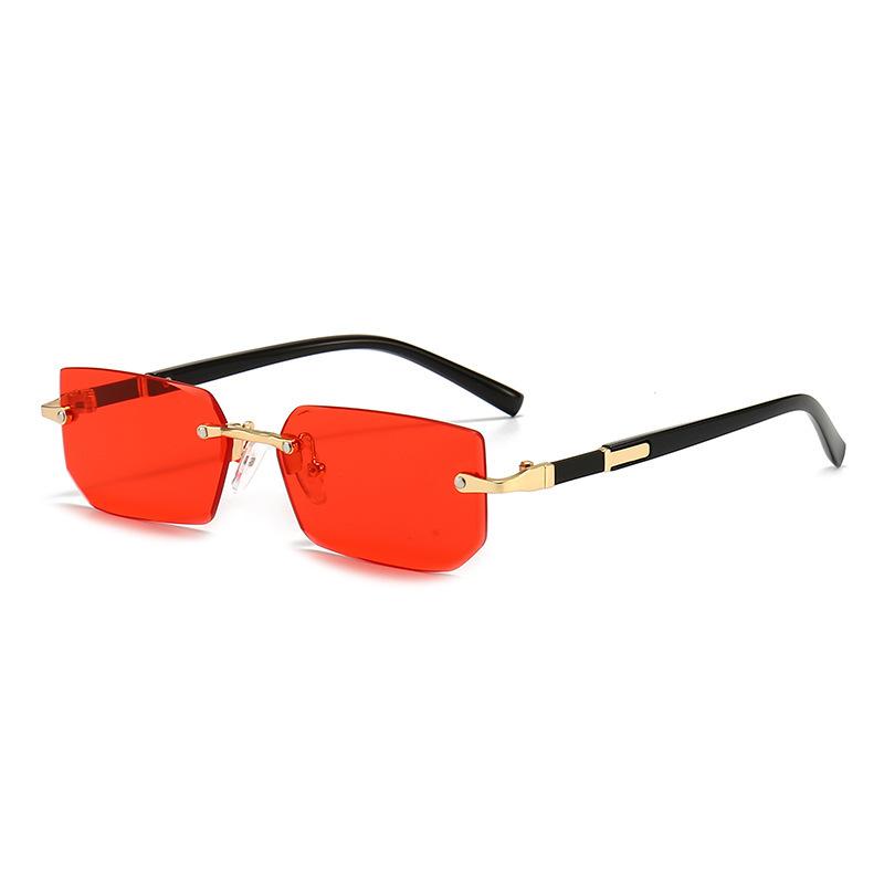 New Frameless Fashion Sunglasses European and American Cut-Edge Sunglasses Personalized Jelly Color Sunglasses Female Manufacturers Wholesale