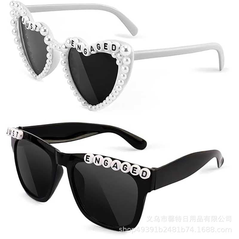 Cross-Border New Just Engaged Engagement Party Pearl Love Decorative Glasses Engagement Theme Sunglasses