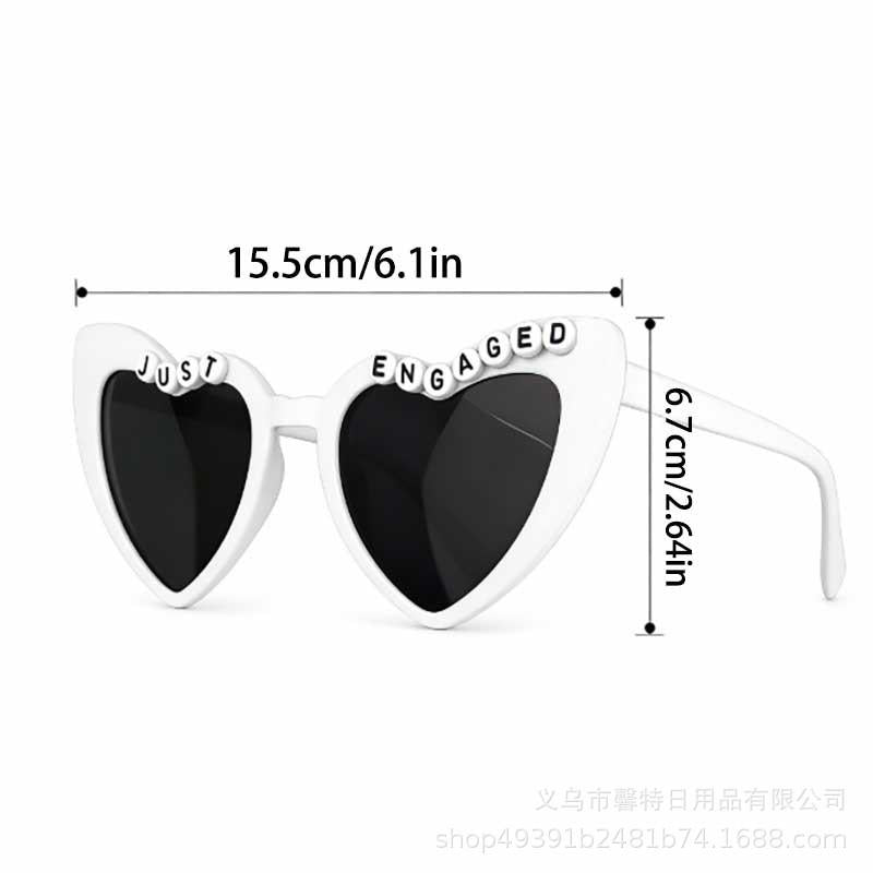 Cross-Border New Just Engaged Engagement Party Pearl Love Decorative Glasses Engagement Theme Sunglasses