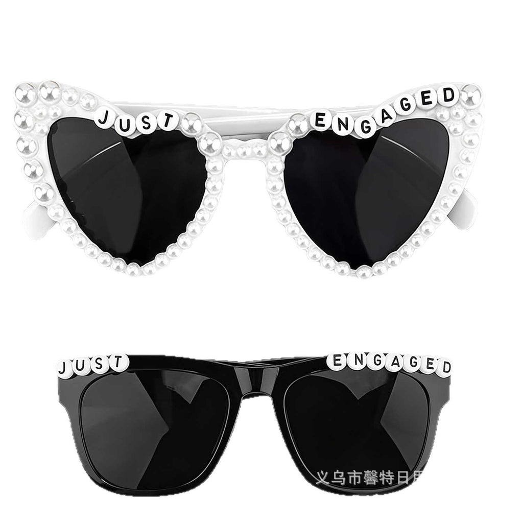 Cross-Border New Just Engaged Engagement Party Pearl Love Decorative Glasses Engagement Theme Sunglasses