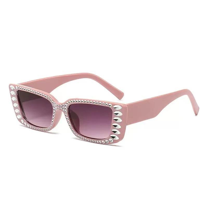 New Retro Diamond-Embedded Gorgeous Sunglasses Cross-Border European and American Fashion Women's Advanced Sunglasses Light Luxury Glasses