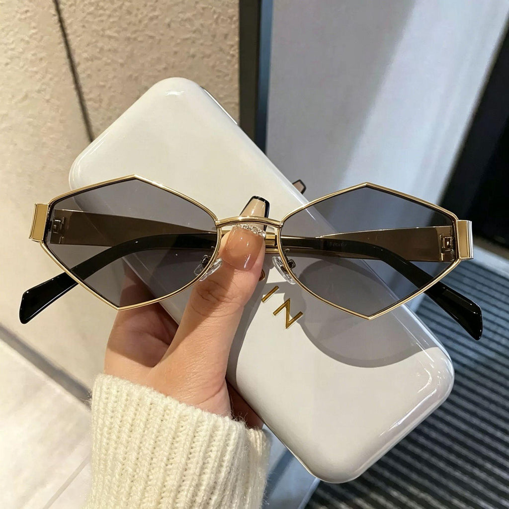 Fashion New Oval Frame Metal Sunglasses High-Grade Polygon Sunglasses Internet Celebrity Street Shot Retro Sunglasses
