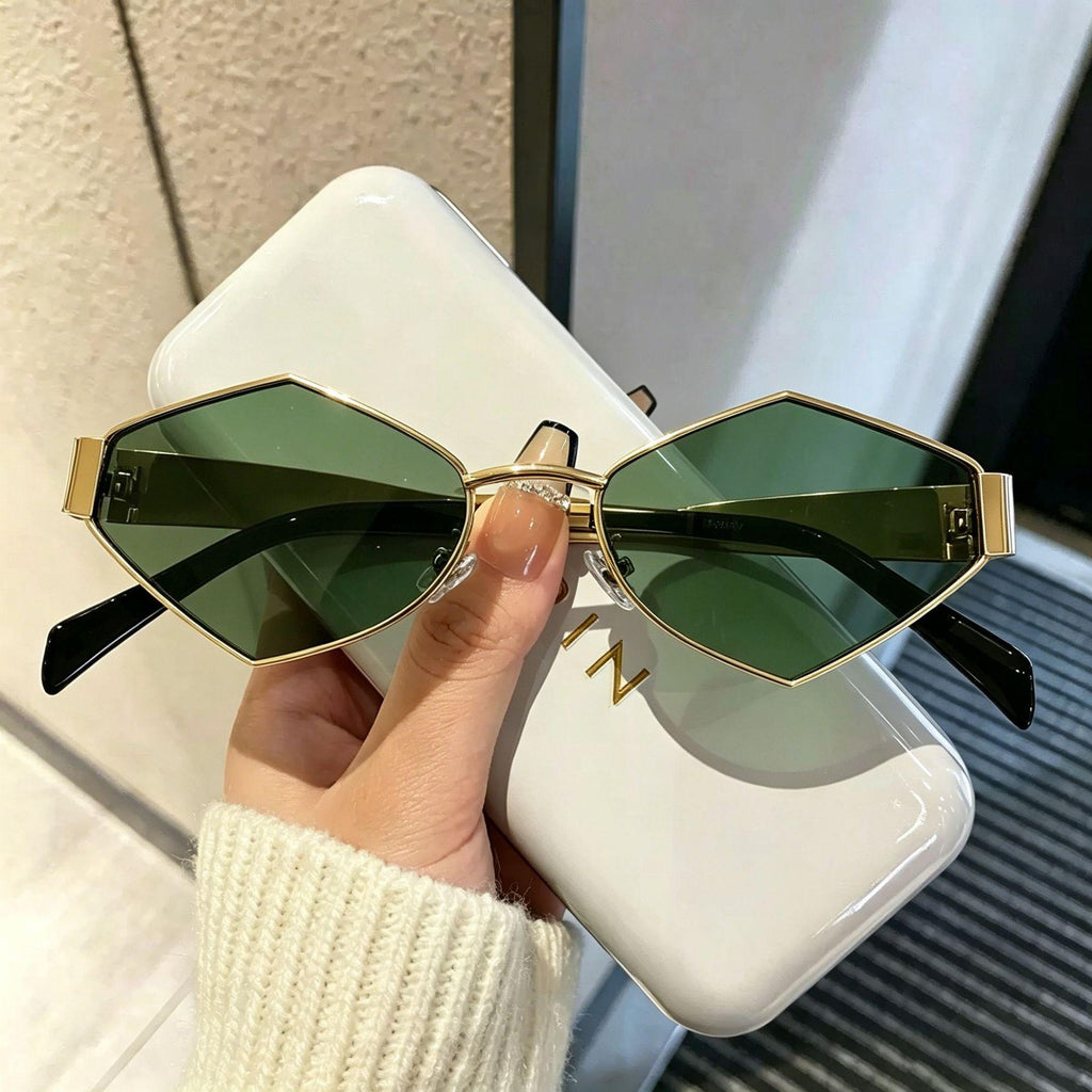 Fashion New Oval Frame Metal Sunglasses High-Grade Polygon Sunglasses Internet Celebrity Street Shot Retro Sunglasses