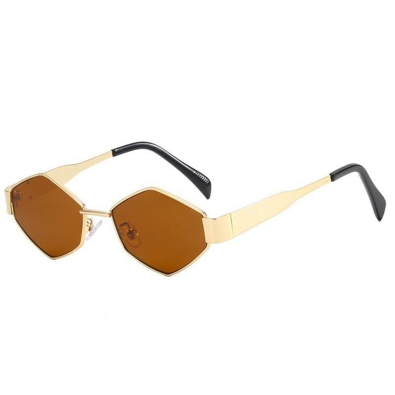 Fashion New Oval Frame Metal Sunglasses High-Grade Polygon Sunglasses Internet Celebrity Street Shot Retro Sunglasses