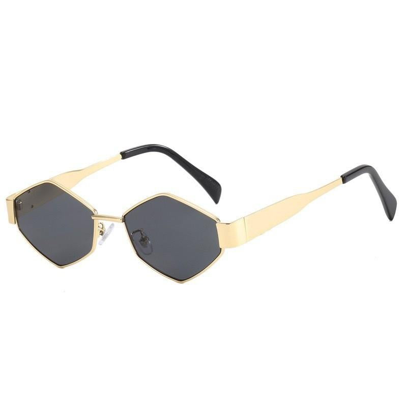 Fashion New Oval Frame Metal Sunglasses High-Grade Polygon Sunglasses Internet Celebrity Street Shot Retro Sunglasses